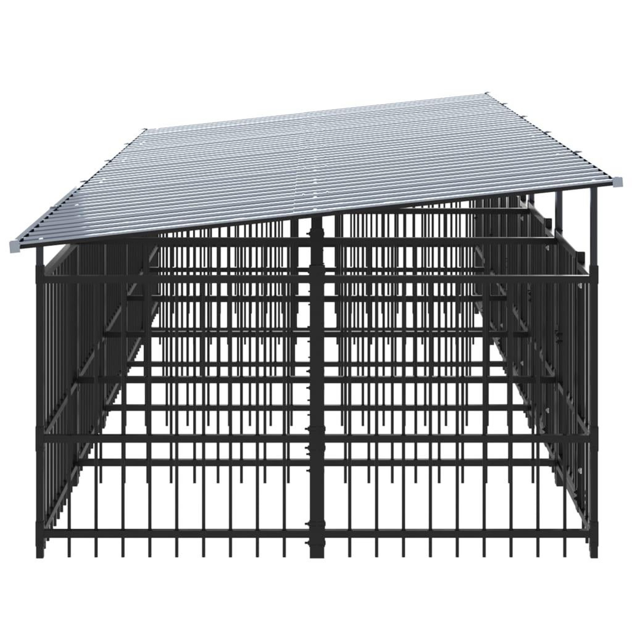 Voir la diapositive 4 : VIDAXL Chenil d'exterieur avec toit pour chiens Acier 9,38 m²