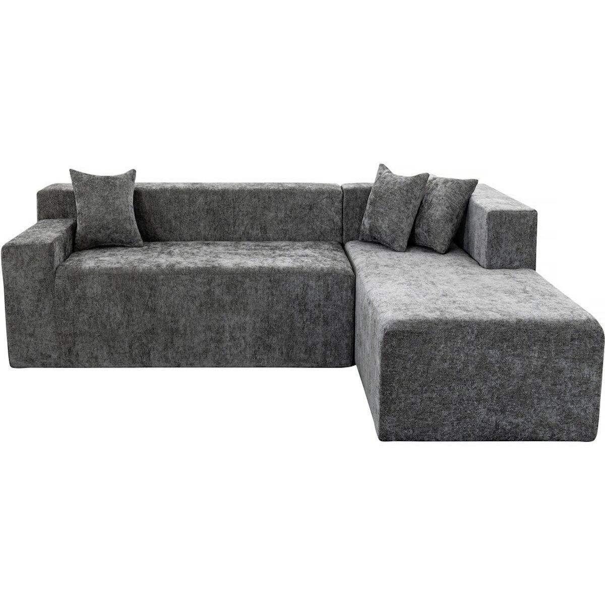 Habitat et Jardin Canapé d'angle en tissu texturé  Tessaro  - 4 places - Gris