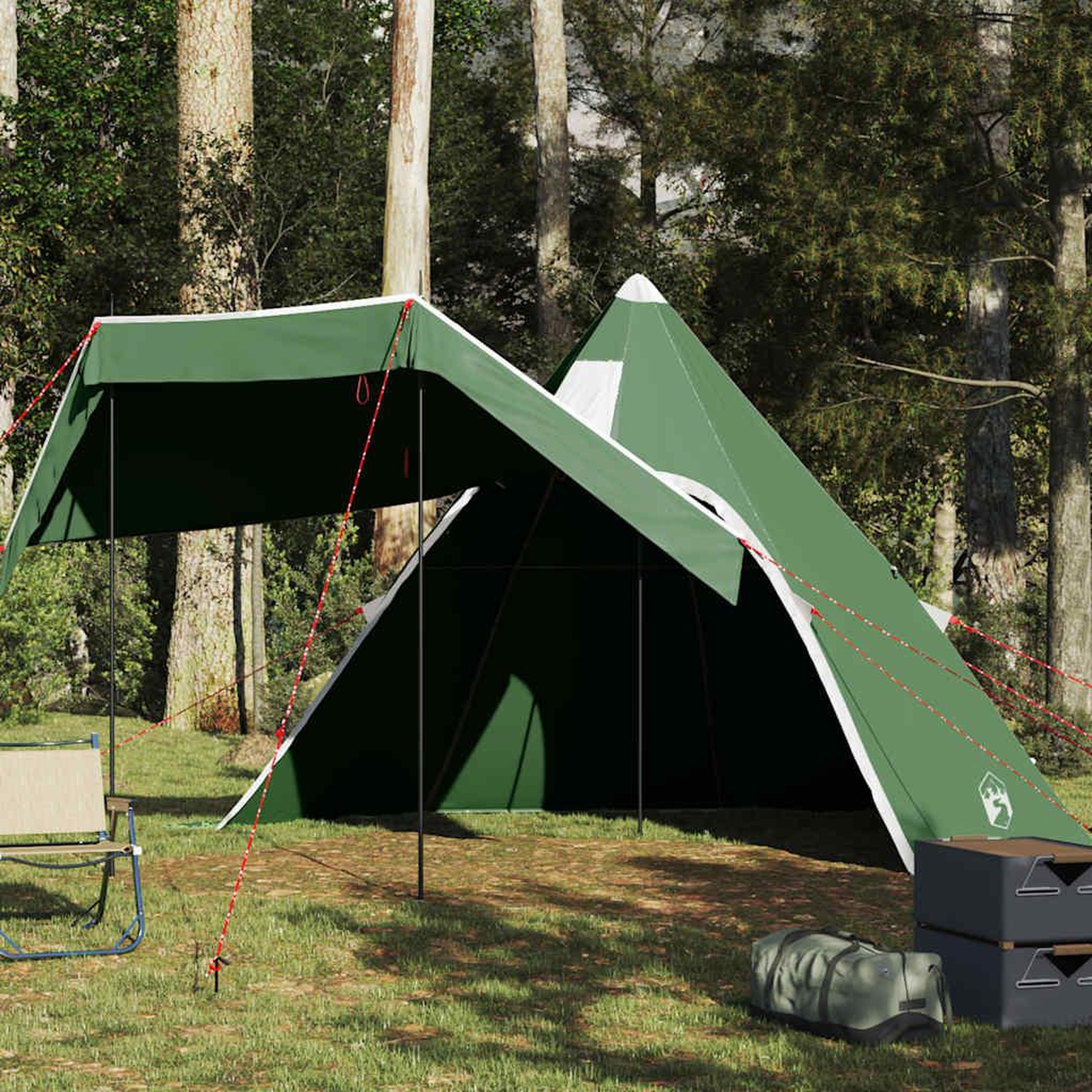 VIDAXL Tente de camping tipi 5 personnes vert impermeable