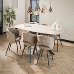 LISA DESIGN Ruben - table à manger - plateau en céramique 3d effet travertin - pieds en acier - 6 à 8 personnes. Coloris disponibles : Bicolore