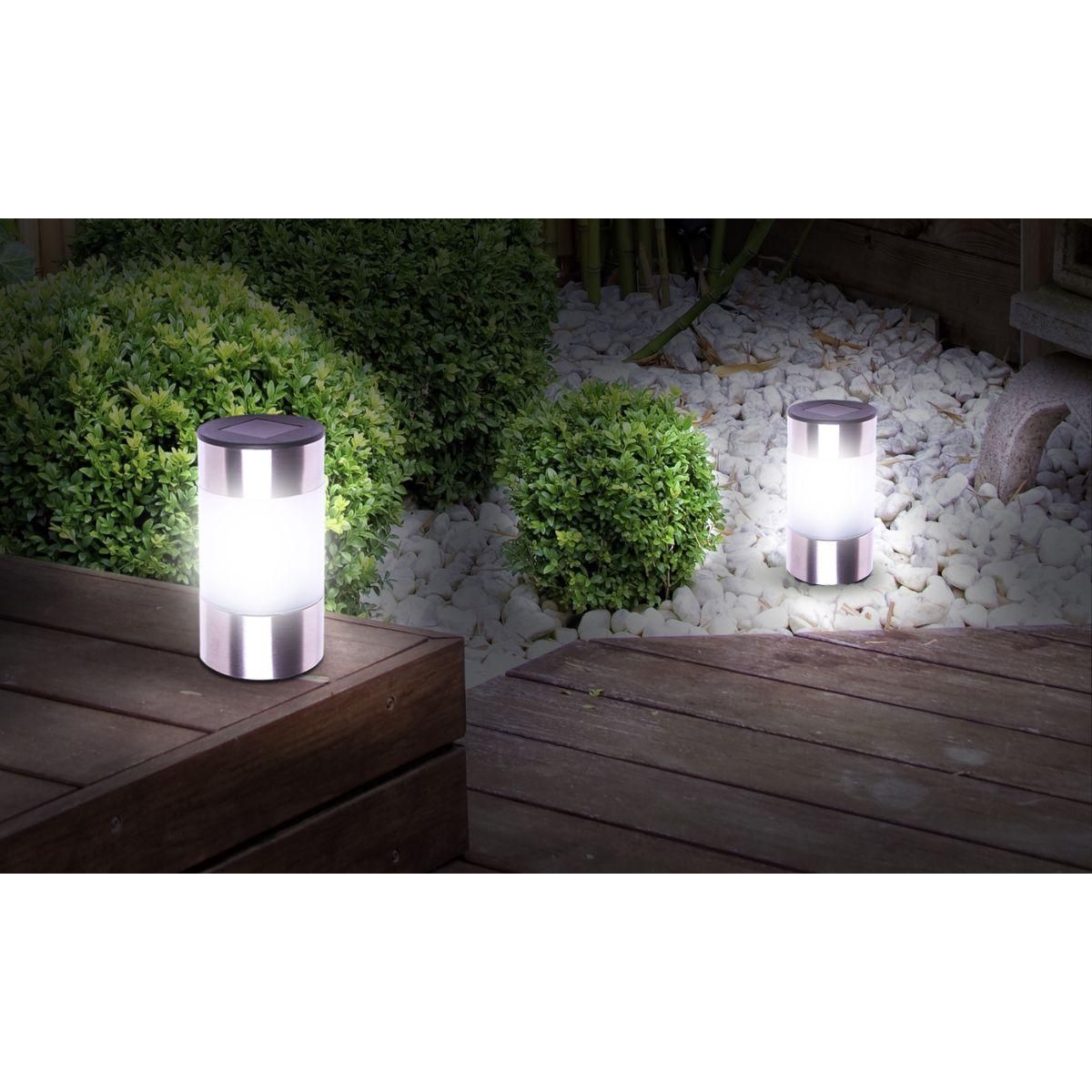 Inkazen Lot de 4 bornes solaire à planter ou à poser Gris - INOXIA