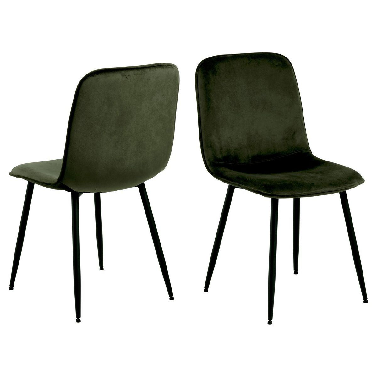 TOILINUX Lot de 4 chaises Kate en velours et métal - Vert