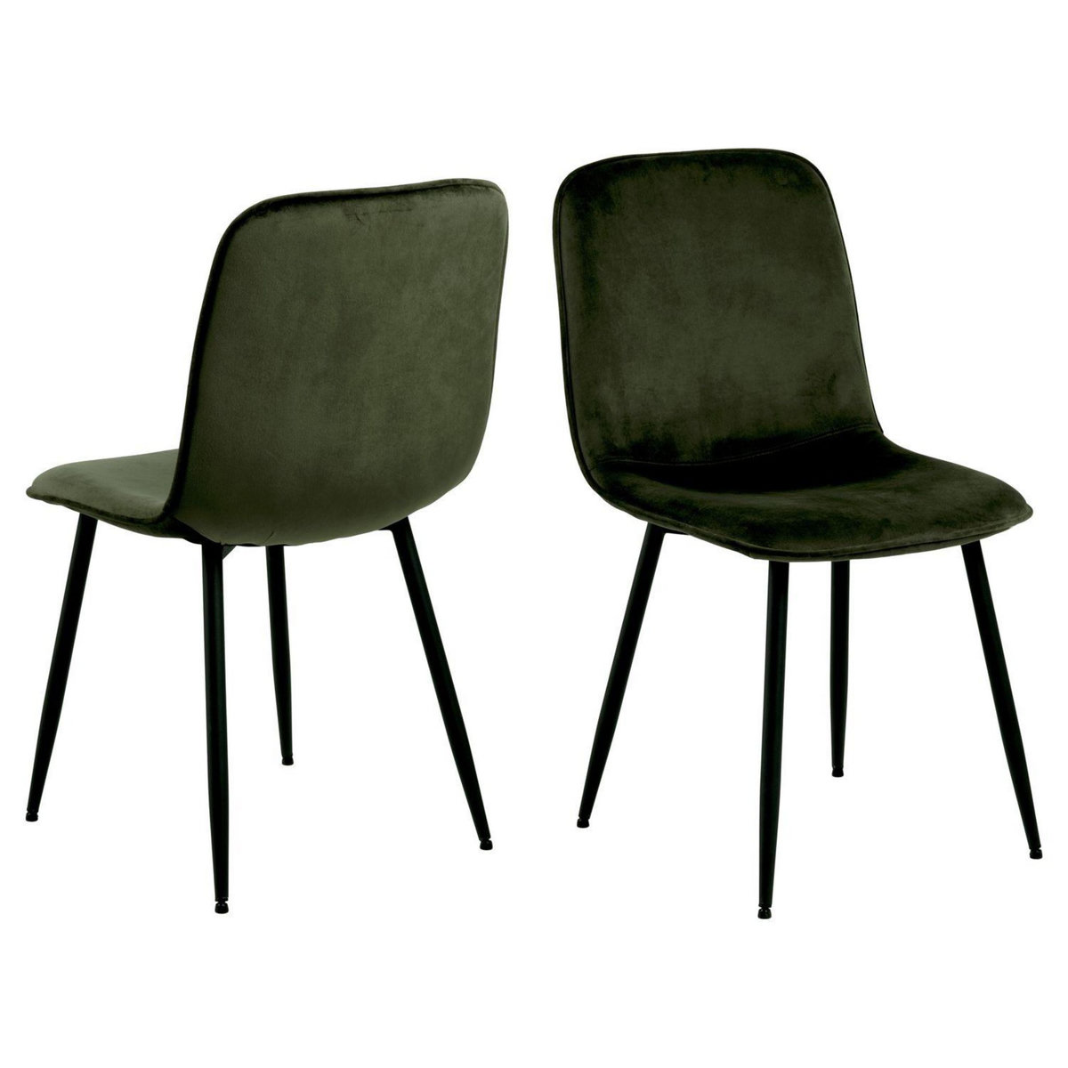TOILINUX Lot de 4 chaises Kate en velours et métal - Vert