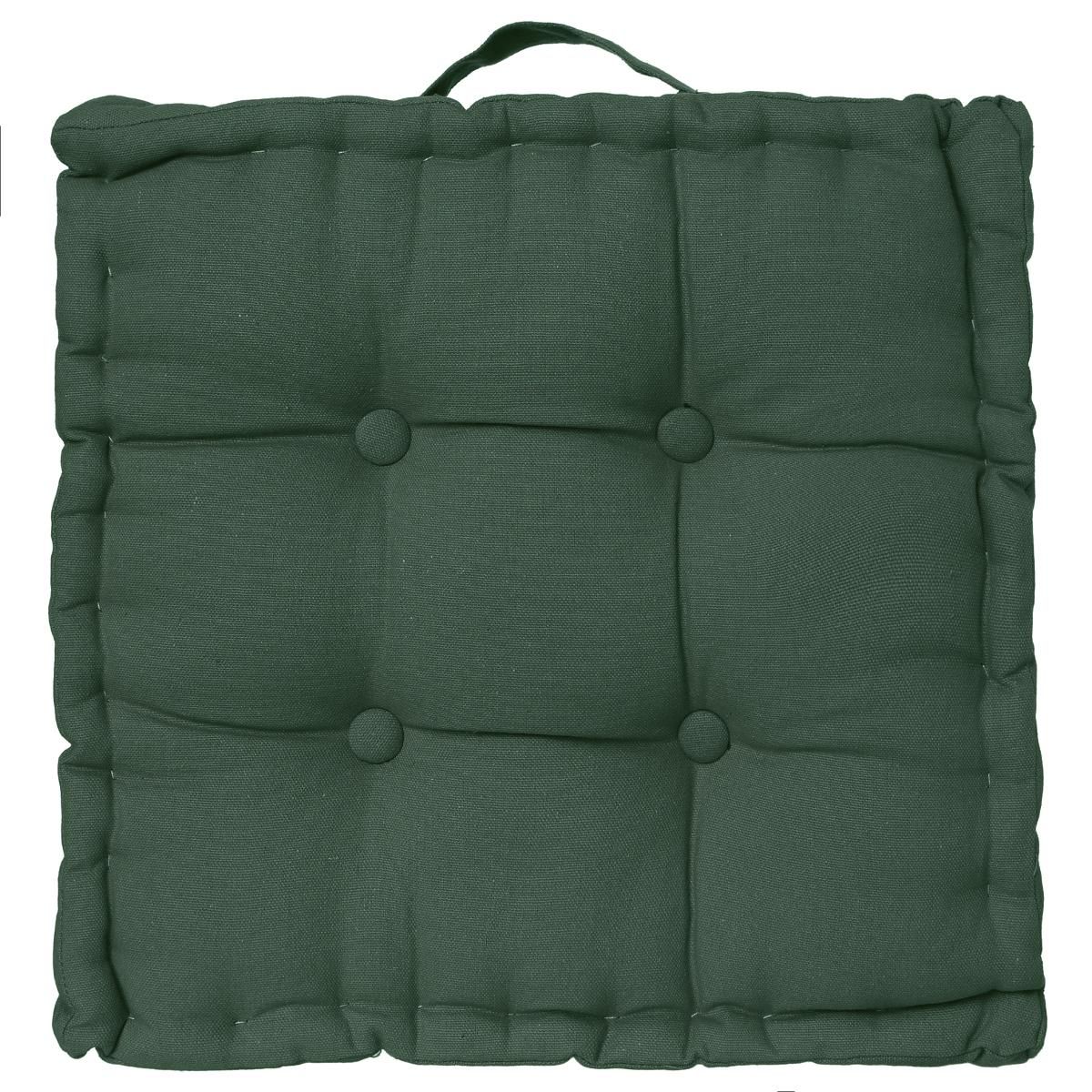 ATMOSPHERA Coussin de sol uni carré en coton 4 points