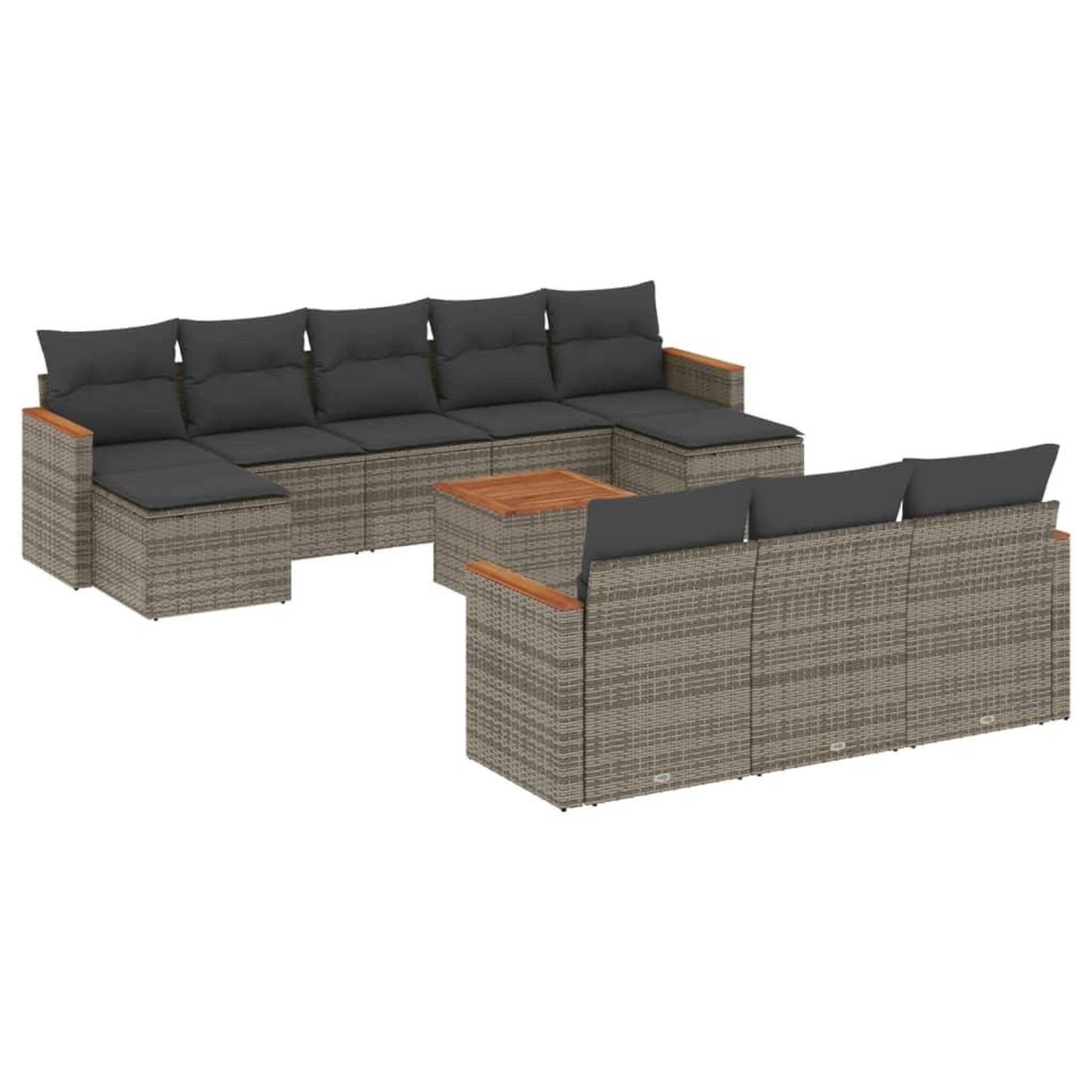 Voir la diapositive 2 : VIDAXL Salon de jardin 11 pcs avec coussins gris resine tressee
