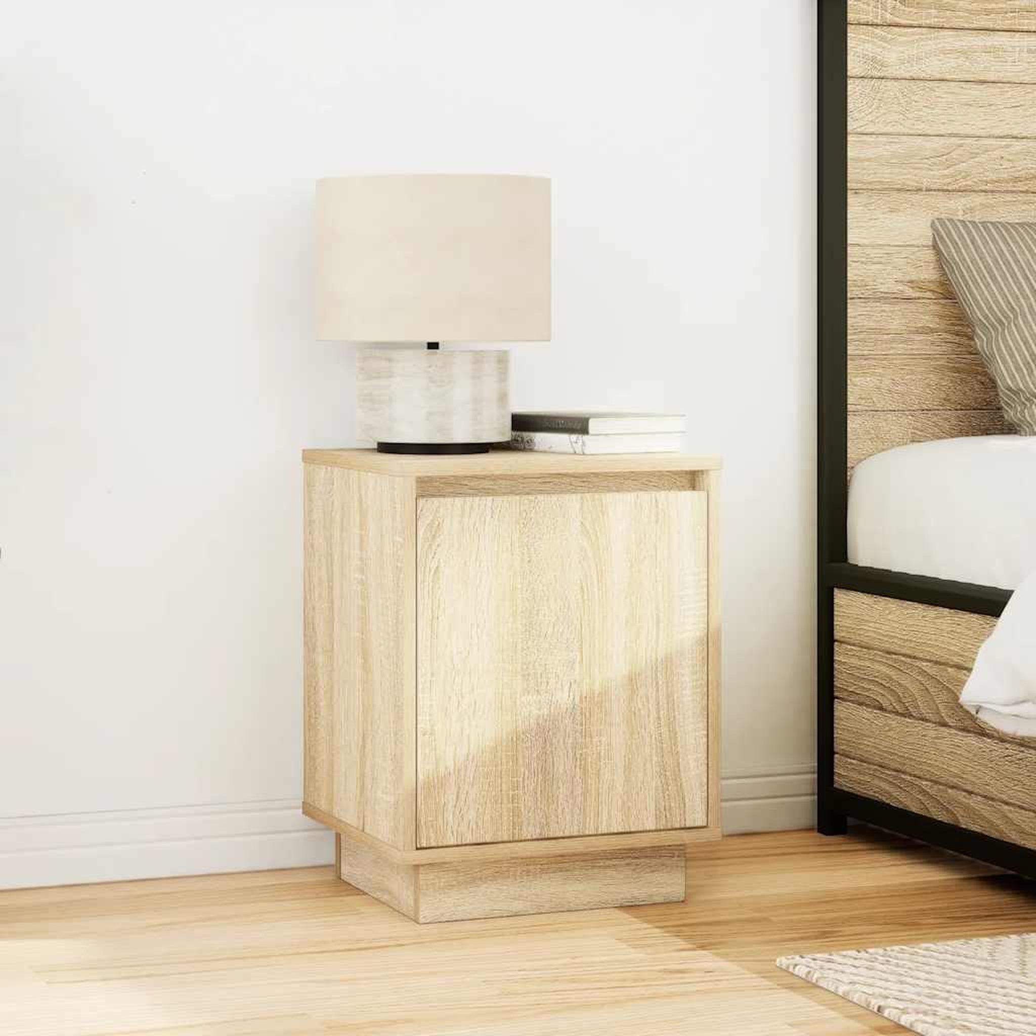 Voir la diapositive 4 : VIDAXL Table de chevet avec lumieres LED chene sonoma 38x34x50 cm