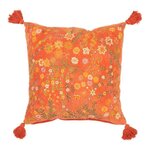 Paris Prix Coussin Velours Design Fleurs  Mexican  50x50cm Orange