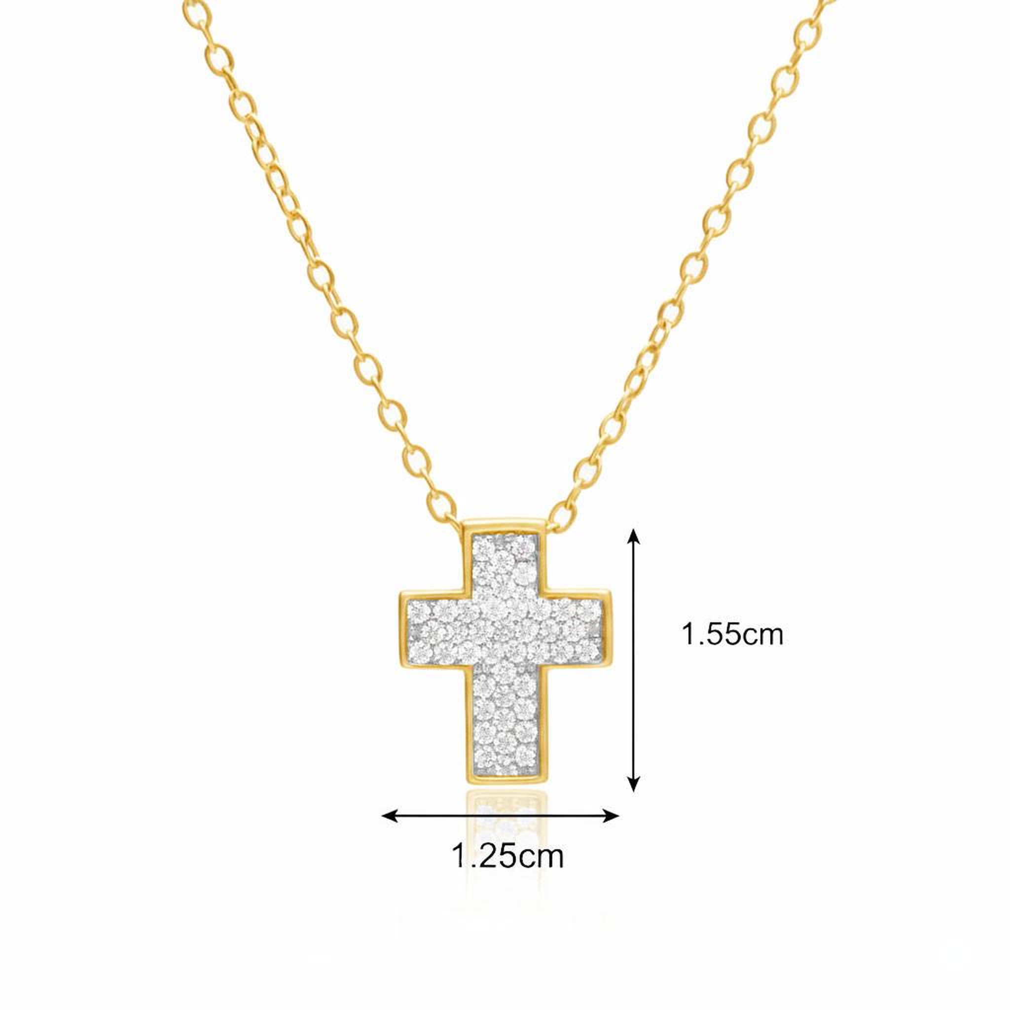 Voir la diapositive 2 : L'ATELIER D'AZUR Collier Argent 925/000 Doré - Croix Pavée de Zirconiums