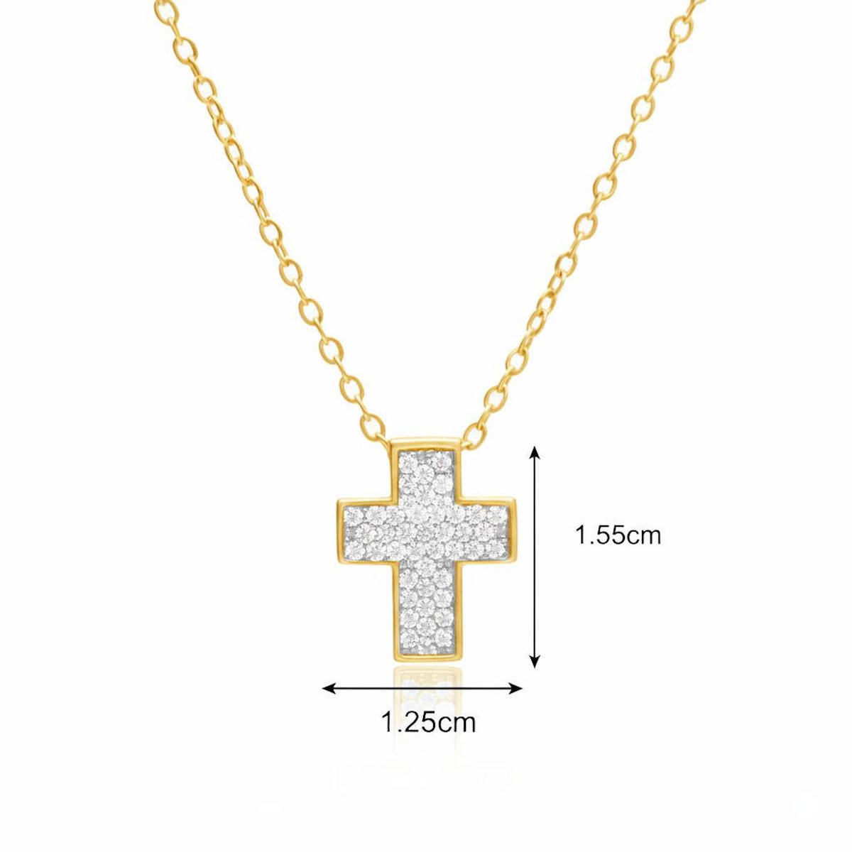 L'ATELIER D'AZUR Collier Argent 925/000 Doré - Croix Pavée de Zirconiums