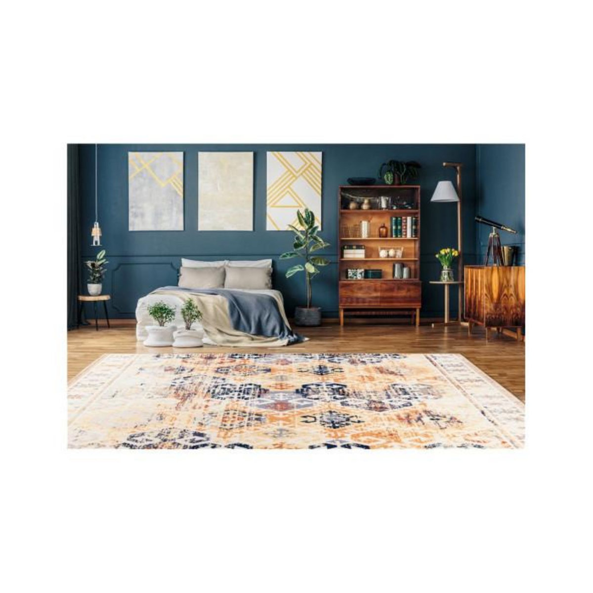 Paris Prix Tapis Tissé Rétro à Poils Courts  Saphira  Beige