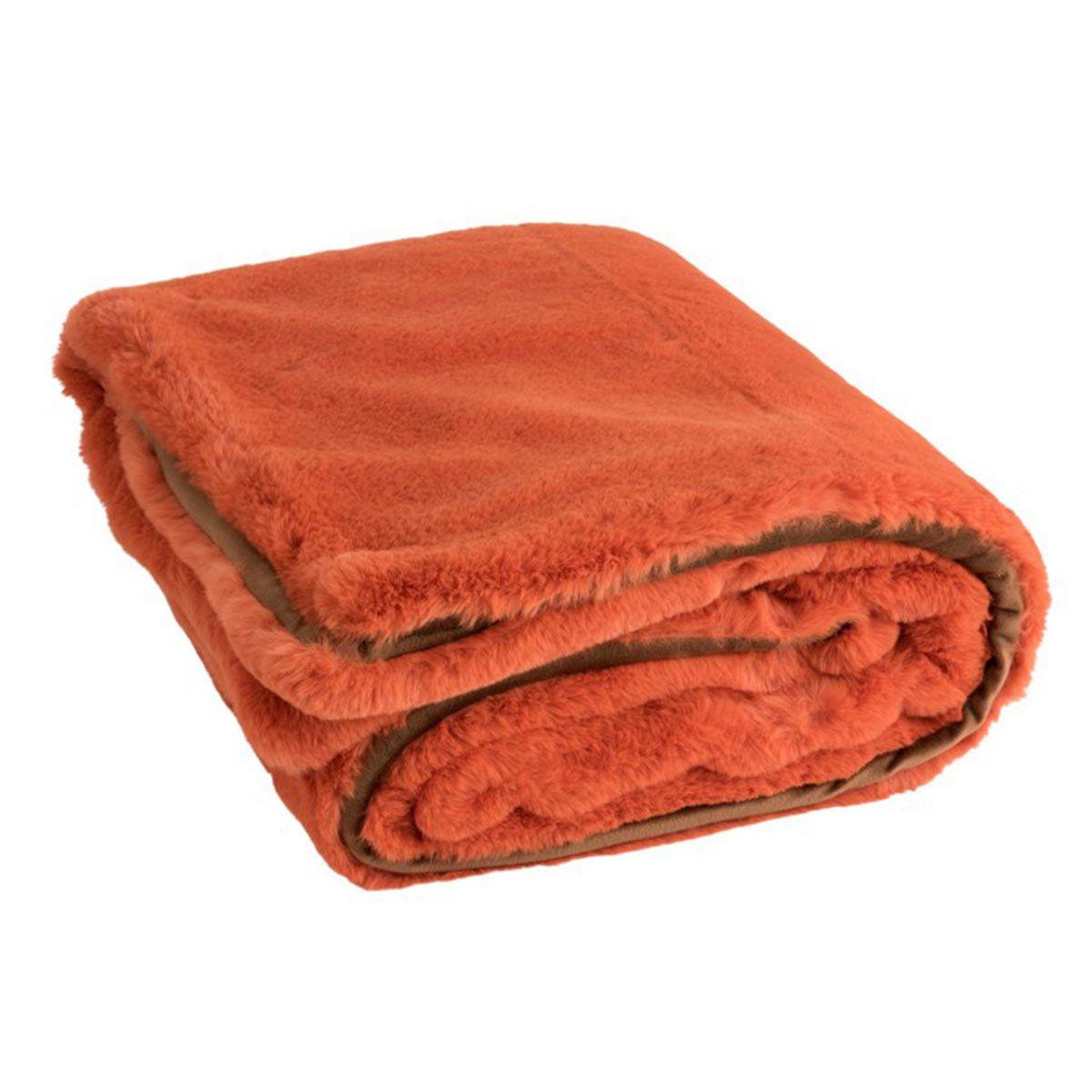 Voir la diapositive 1 : J-LINE Plaid imitation fourrure  cutie  130x180cm orange