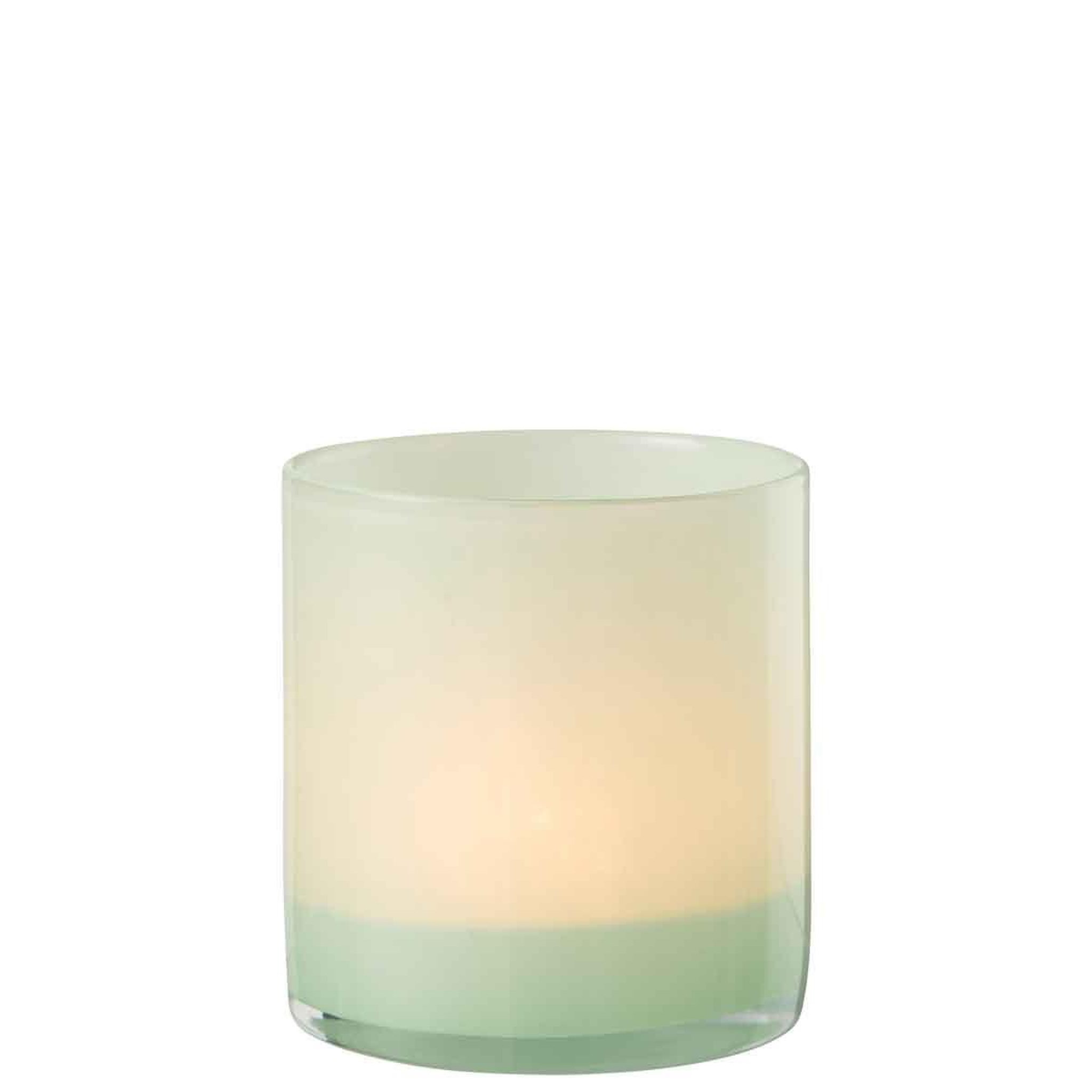 Voir la diapositive 2 : J-LINE Photophore design en verre  jade  12cm vert clair