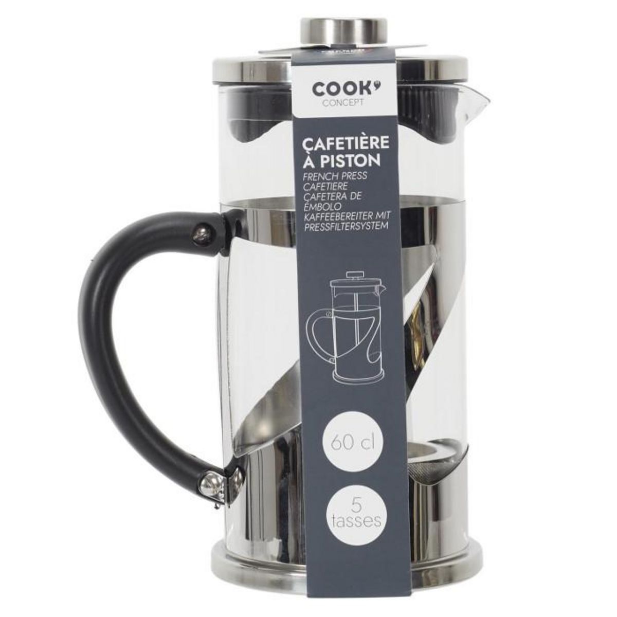 Paris Prix Cafetière à Piston  Dégustation  60cl Gris