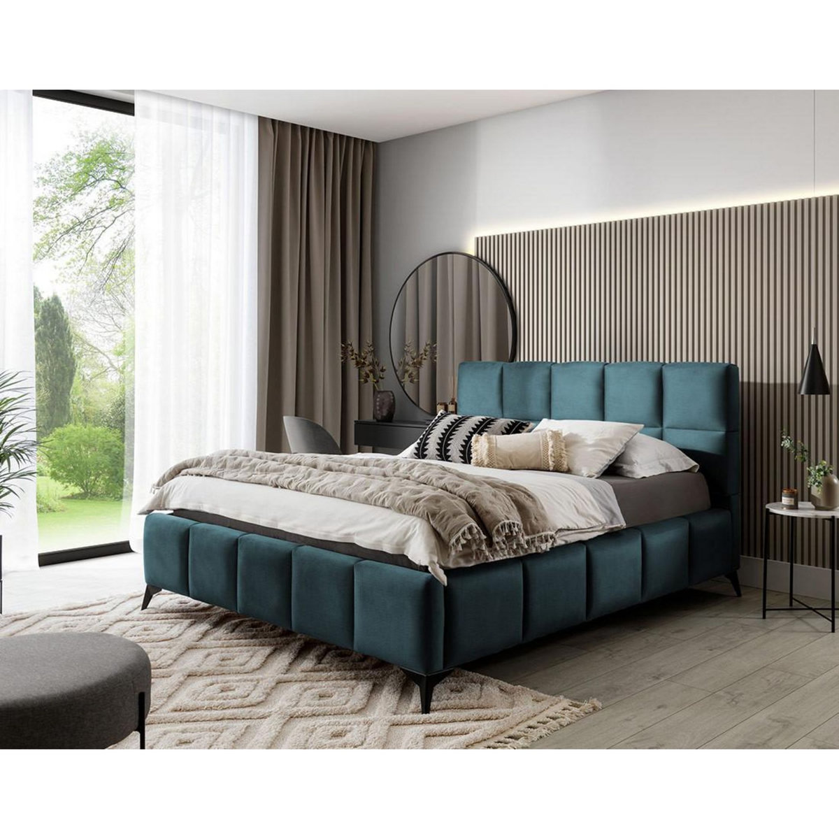 BEST MOBILIER Millie - lit coffre - 160x200 cm - sommier inclus - en velours