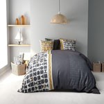 ATELIER DU COTON Parure housse de couette 100% coton 57fils union.. Coloris disponibles : Bleu