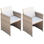 VIDAXL Chaises de jardin lot de 2 avec coussins Resine tressee Beige