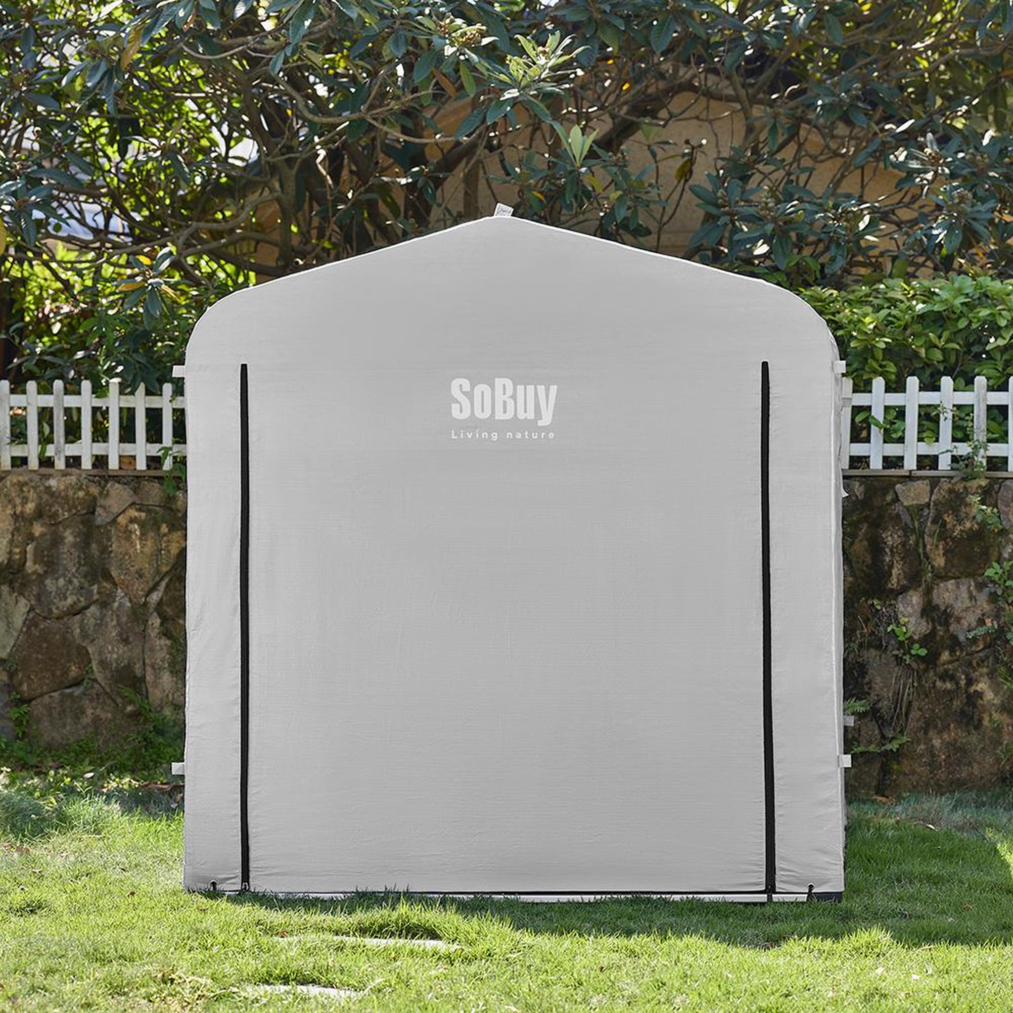 Voir la diapositive 6 : SOBUY Abri Vélo avec Porte Rouleau Gris 219x159x165cm KLS11-II-L
