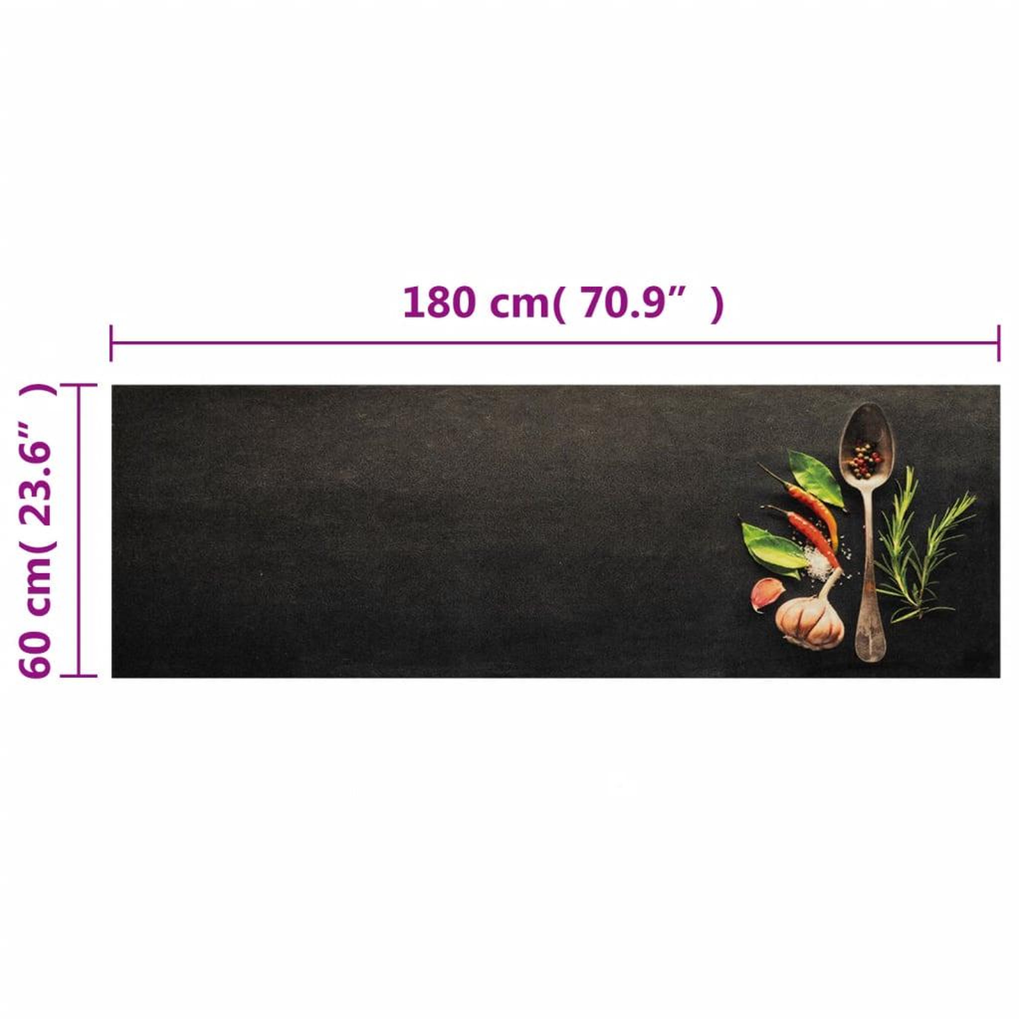 Voir la diapositive 6 : VIDAXL Tapis de cuisine lavable impression d'epices 60x180 cm velours