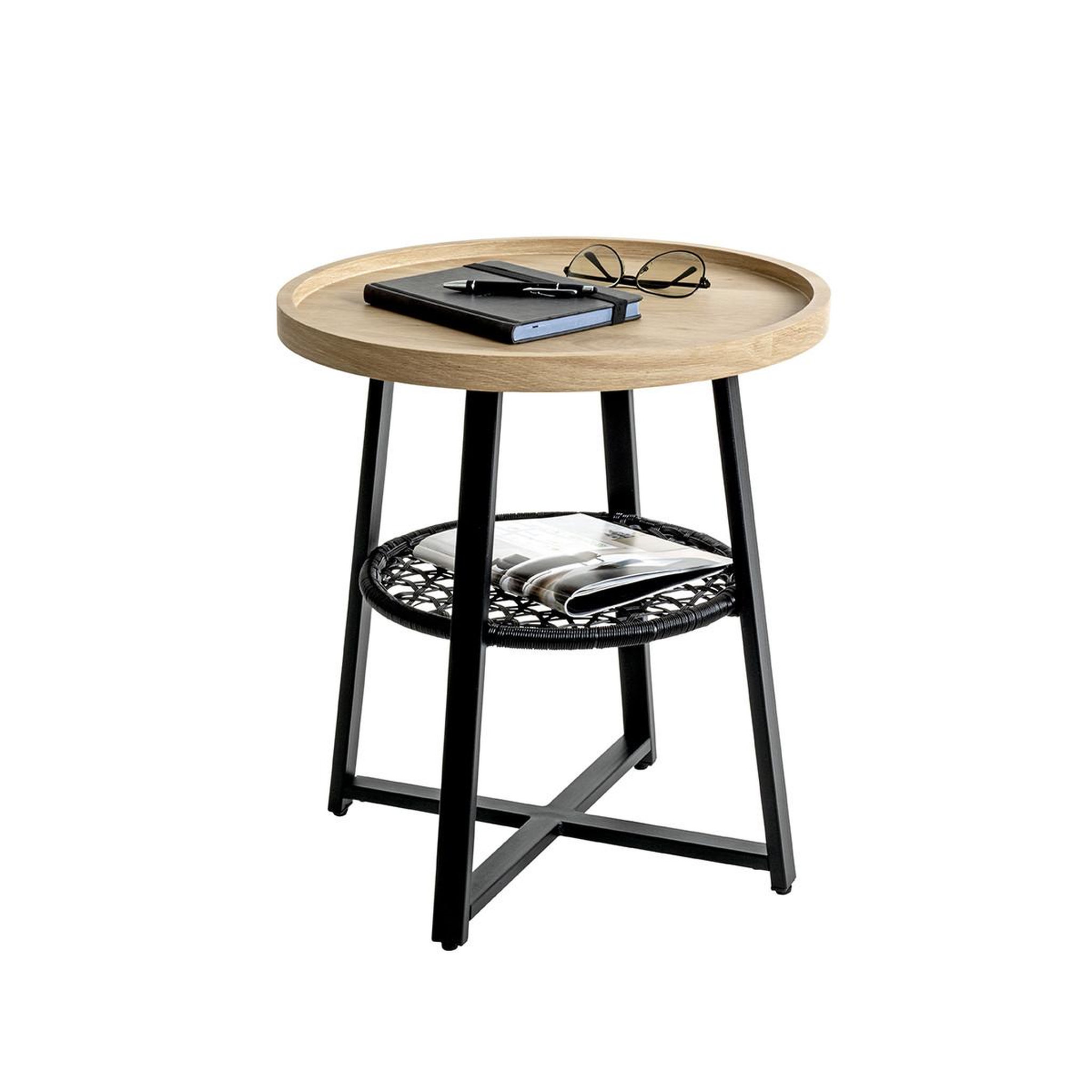 Voir la diapositive 3 : Paris Prix Table d'appoint avec étagère  columbia  55cm chêne & noir
