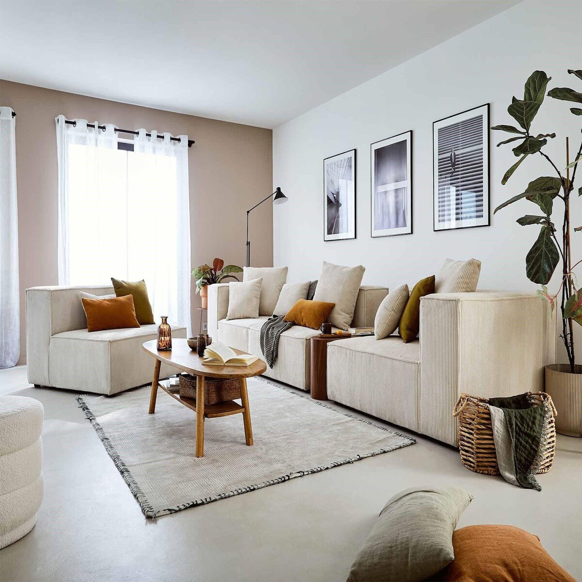 LISA DESIGN Colombine - canapé modulable d'angle gauche - 6 places - en velours côtelé