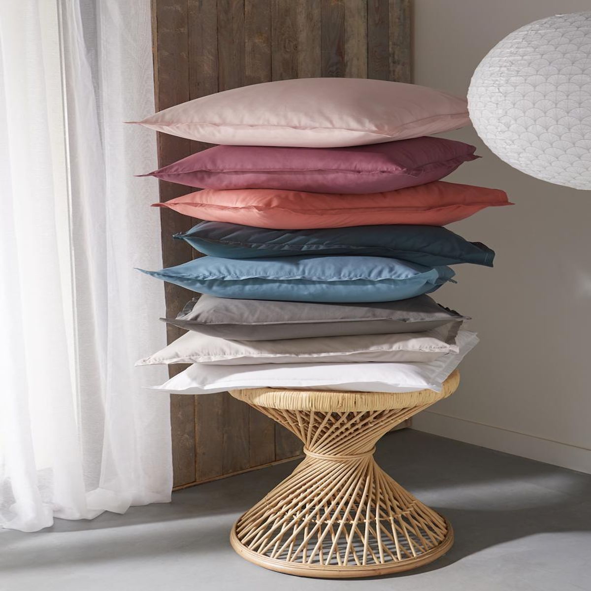 ACTUEL Taie d'oreiller unie en percale de coton 70 fils - collection permanente