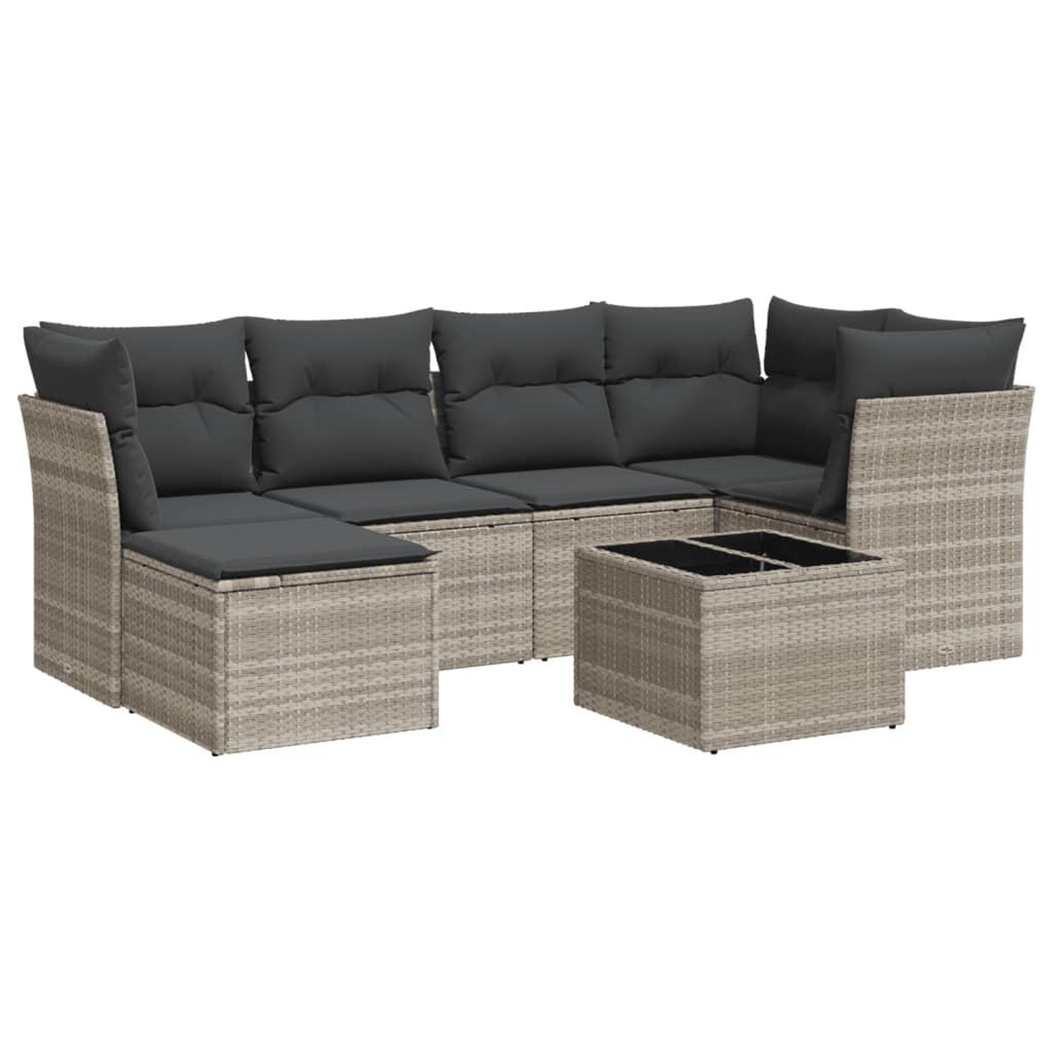 Voir la diapositive 2 : VIDAXL Salon de jardin avec coussins 7 pcs gris clair resine tressee