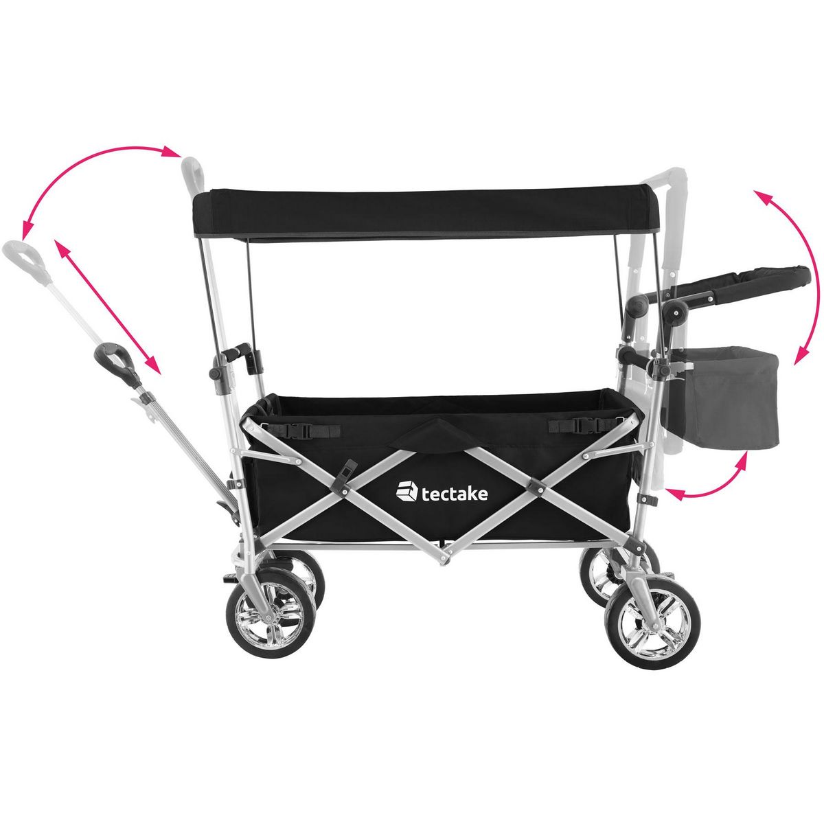 tectake Chariot de jardin et de transport pliable avec toit noir