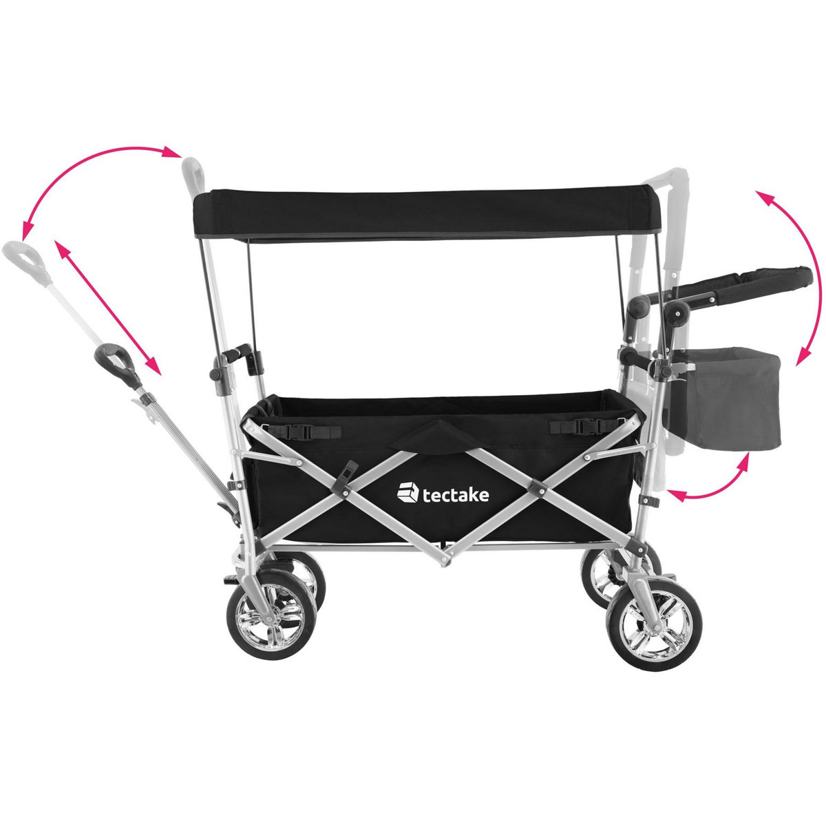 tectake Chariot de jardin et de transport pliable avec toit noir