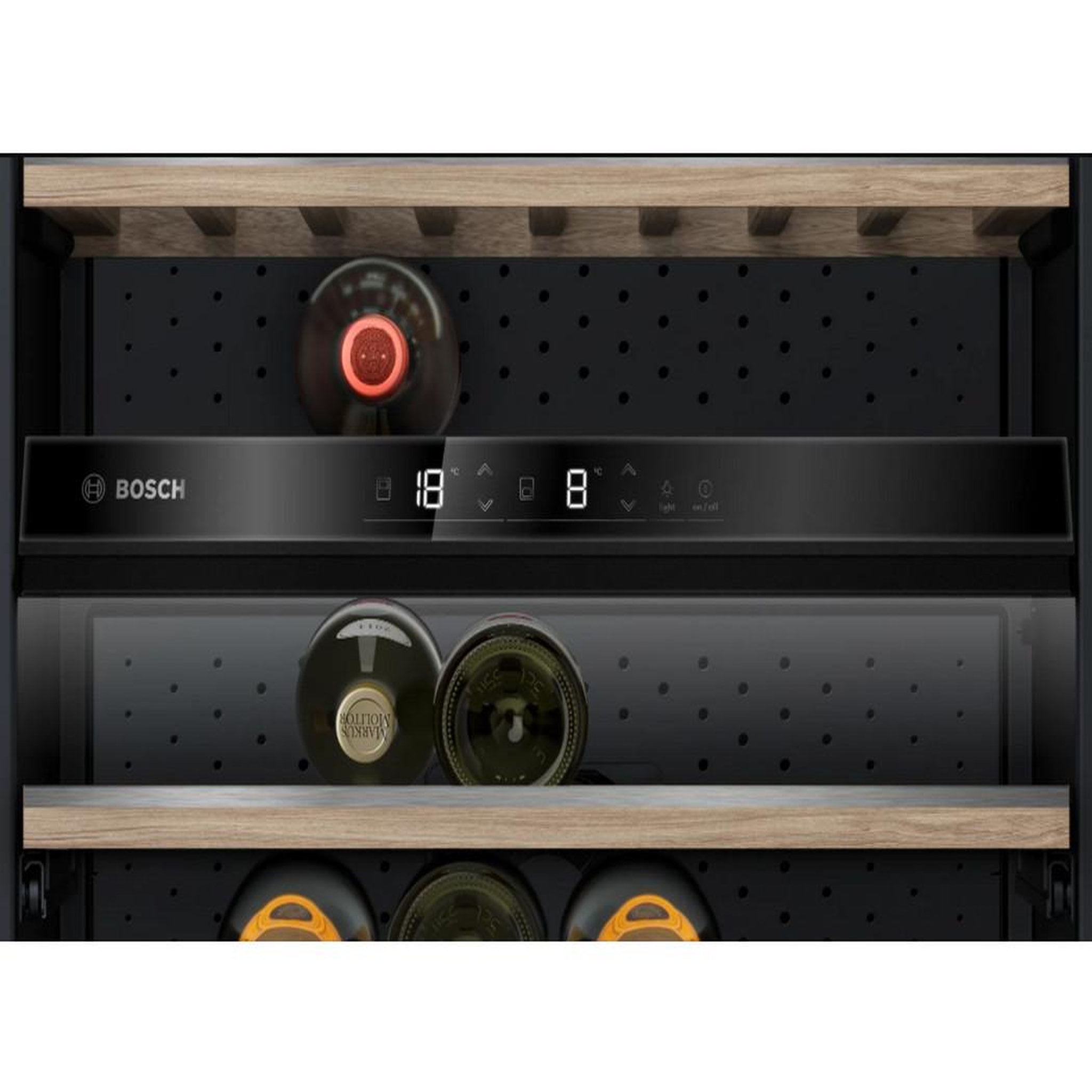 Voir la diapositive 4 : BOSCH Cave à vin 199 bouteilles double zone - kwk36abga