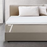 THE WHITE STONE Surmatelas 70 x 180 en mousse à mémoire de forme | Hauteur 6 cm | Housse respirante et amovible | Antibactérien et antifongique. Coloris disponibles : Blanc