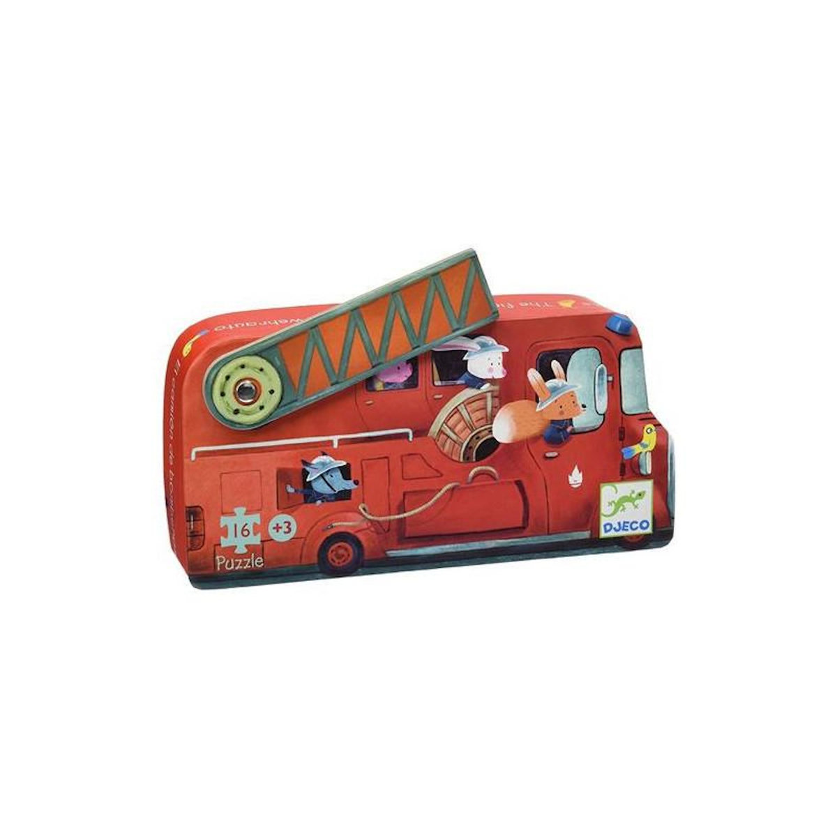 Djeco Puzzle enfant 16 pièces – Camion de pompier – Univers véhicules – Dès 3 ans – Djeco