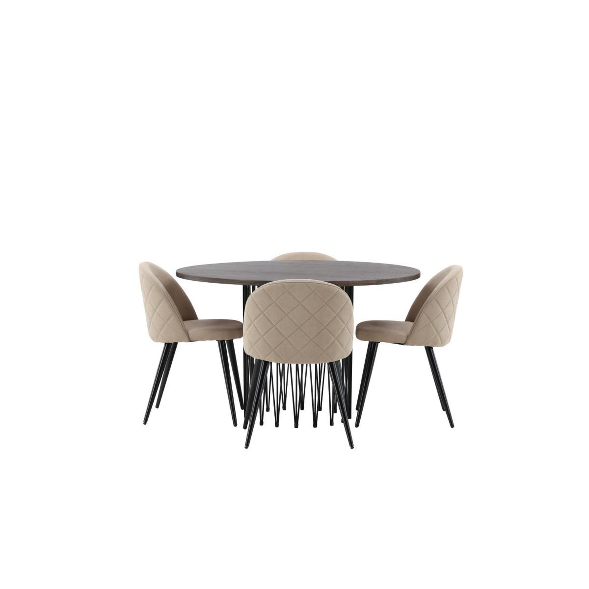 Voir la diapositive 2 : Paris Prix Ensemble table à manger & 4 chaises  stone & velvet  120cm beige & moka