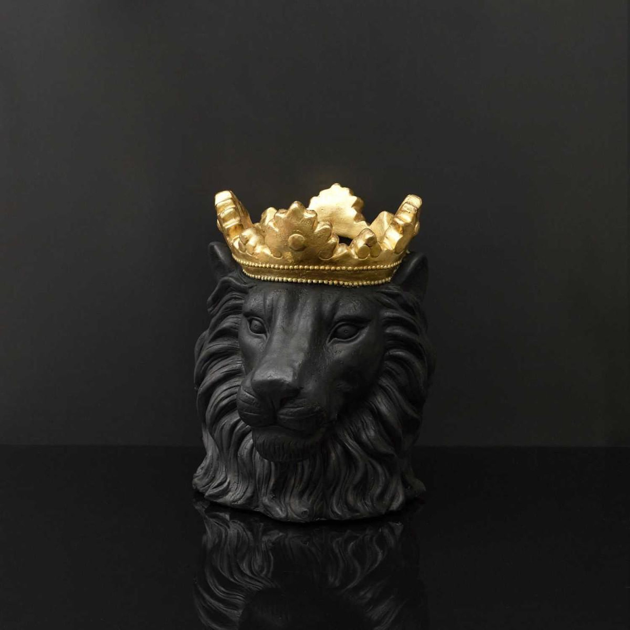 Voir la diapositive 5 : The Home Deco Factory Cache-Pot Tête de Lion  Couronne  39cm Noir