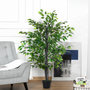 Voir la diapositive 2 : OUTSUNNY Arbre artificiel plante artificiel banyan hauteur 1,45 m tronc branches liane lichen feuilles grand réalisme pot inclus
