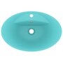 Voir la diapositive 4 : VIDAXL Lavabo ovale a trop-plein Vert clair mat 58,5x39 cm Ceramique