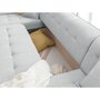 BEST MOBILIER Daisy - canapé d'angle panoramique - convertible - avec coffre - en tissu structuré - 7 places - gauche Couleur - Gris clair