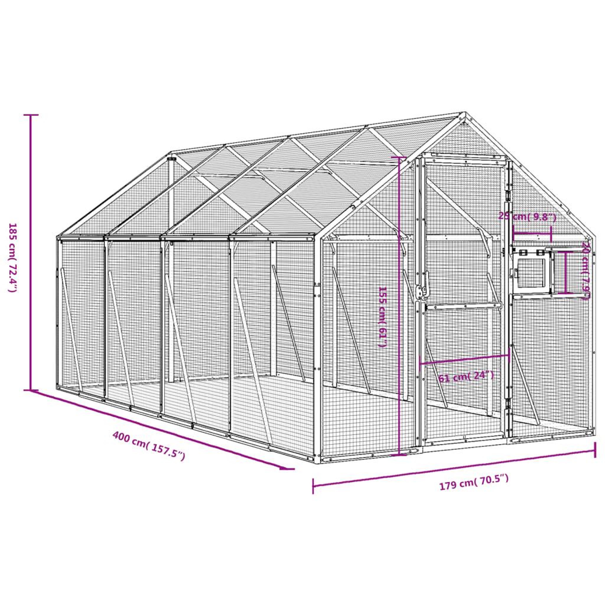 Voir la diapositive 6 : VIDAXL Voliere argente 1,79x4x1,85 m aluminium