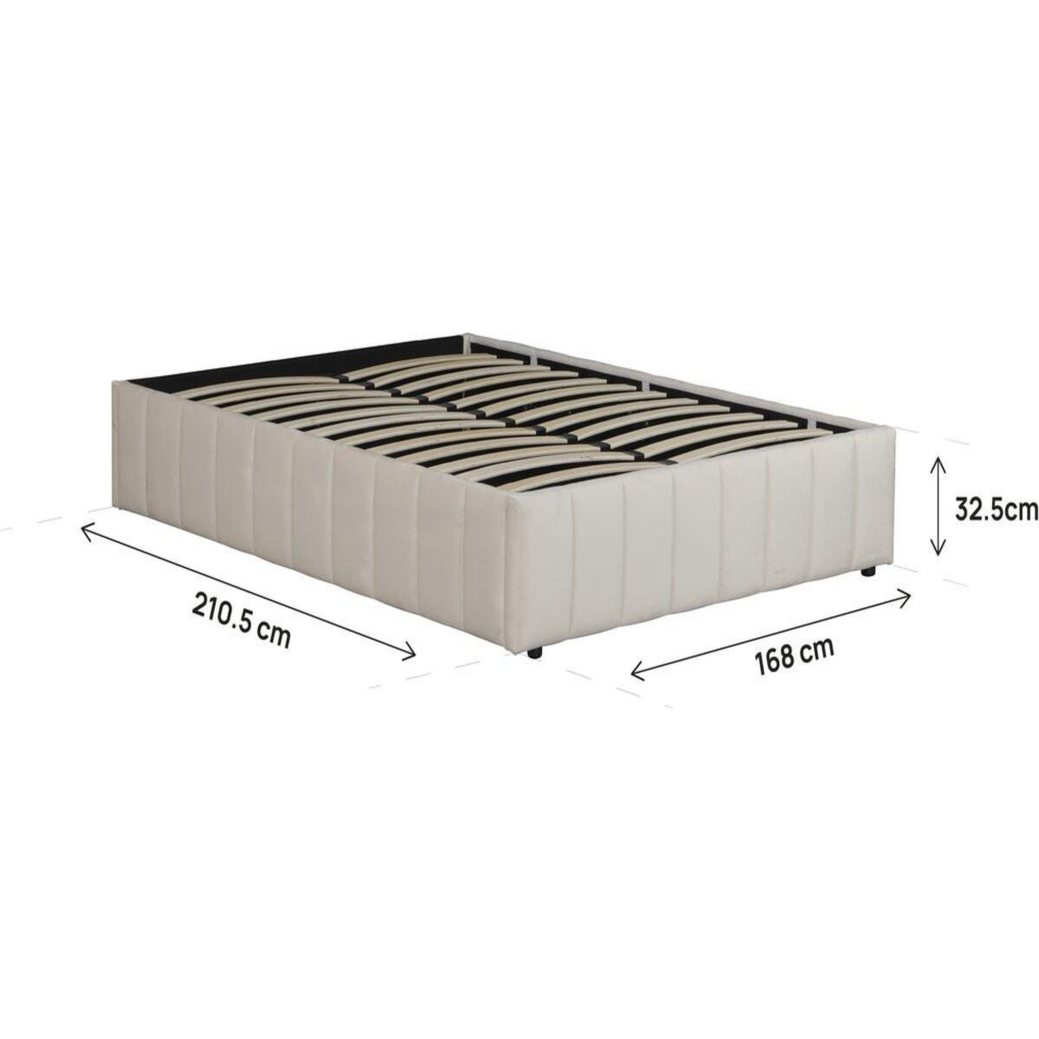 Voir la diapositive 4 : Habitat et Jardin Lit double en velours avec coffre et sommier  meribel  - beige - 160 x 200 cm