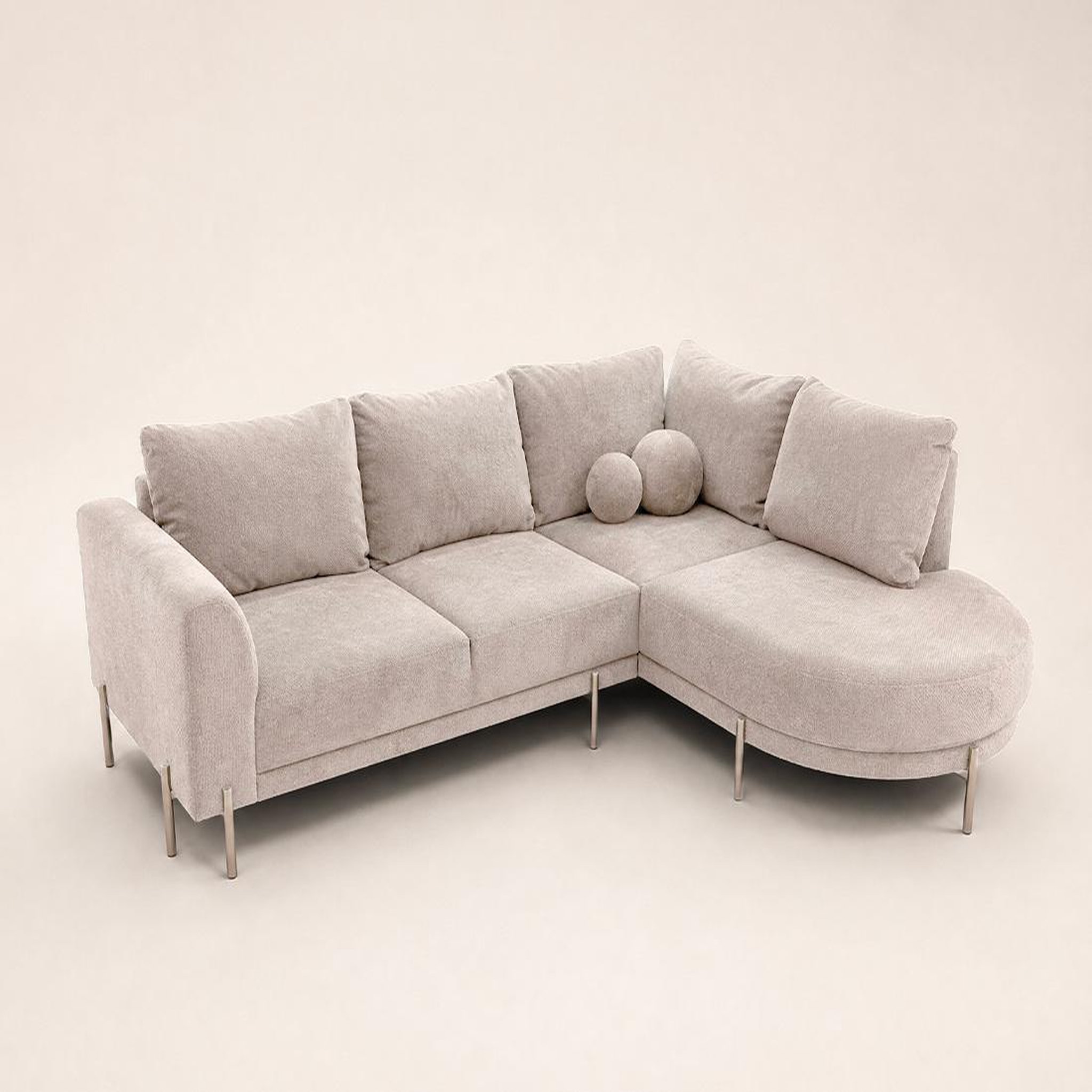 Voir la diapositive 3 : BEST MOBILIER Gabin - canapé d'angle droit 5 places en velours texturé