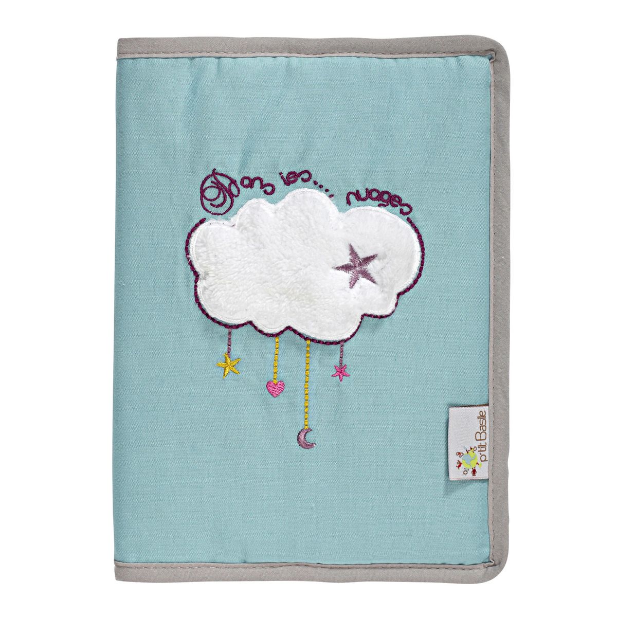 PTIT BASILE Protège carnet de santé en coton bio Nuages
