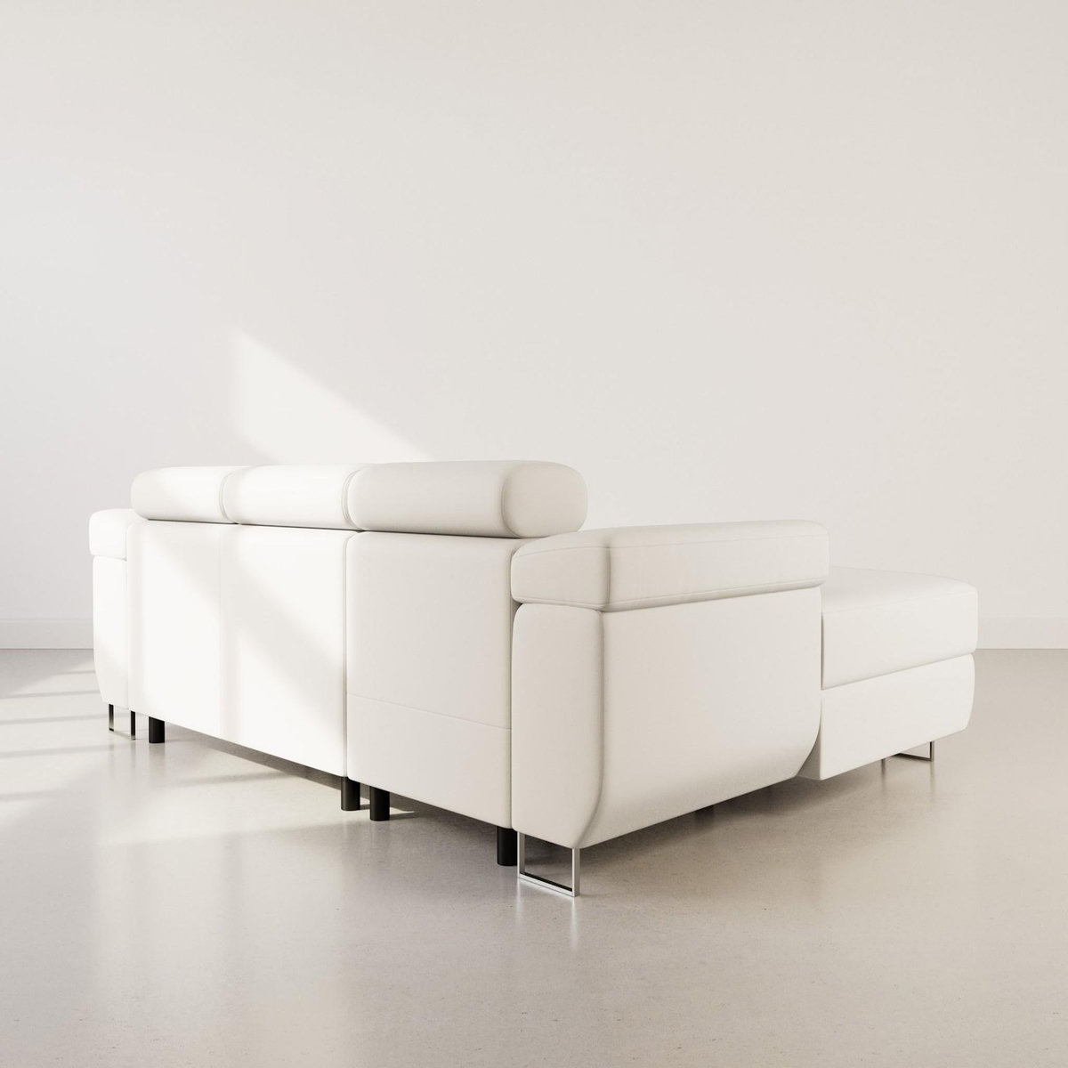 BEST MOBILIER Pablo - canapé d'angle gauche - 6 places - convertible avec coffre et têtières réglables - en velours