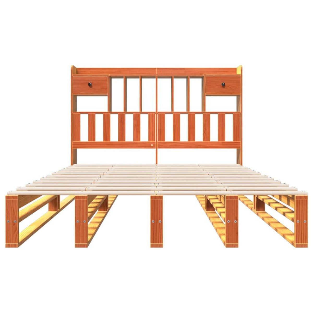 VIDAXL Lit bibliotheque sans matelas cire marron 160x200 cm pin massif