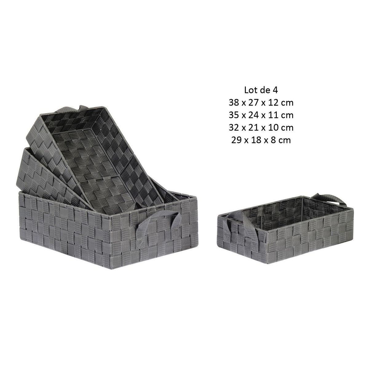 TOILINUX Lot de 4 Paniers avec 2 sangles en Polypropylène et Métal