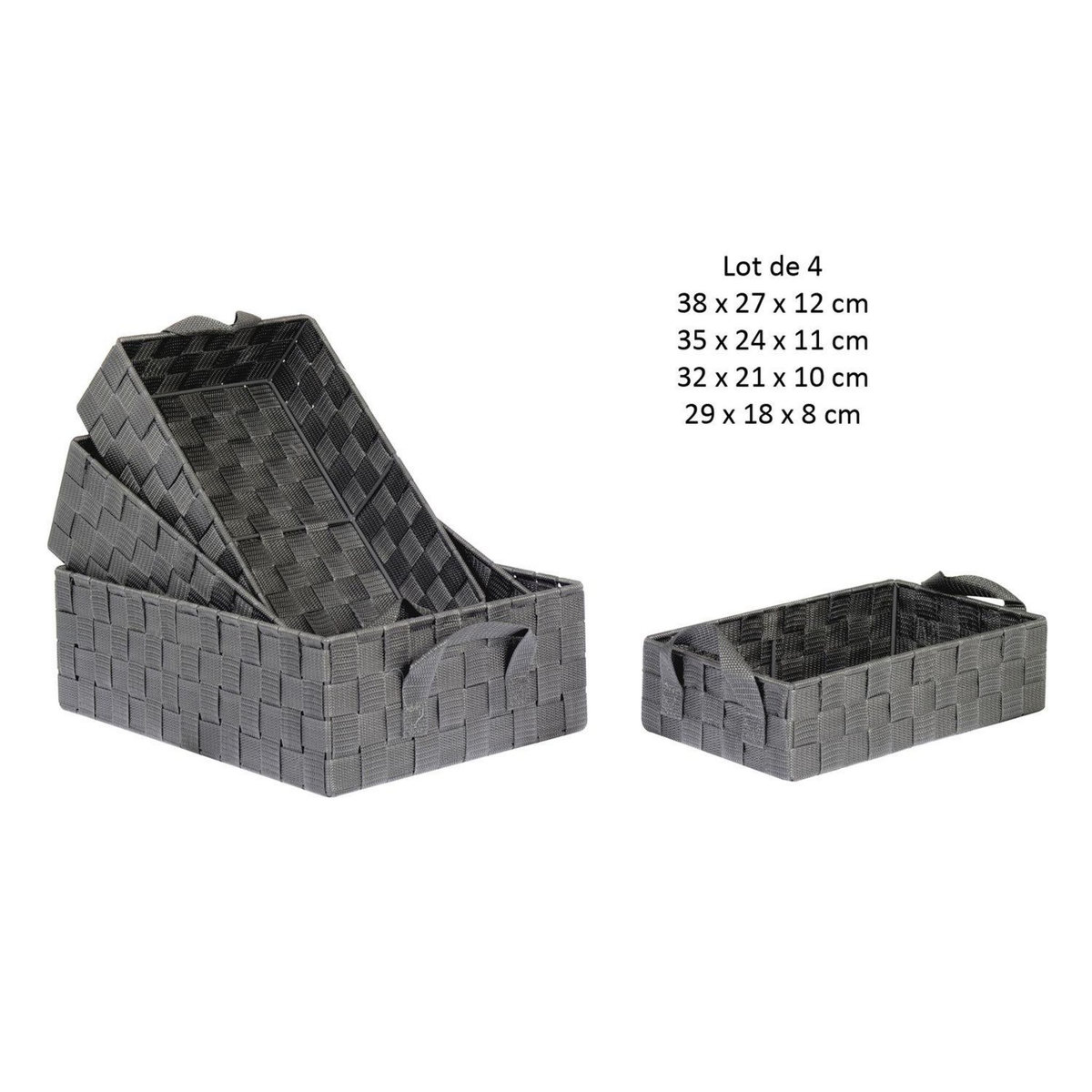 TOILINUX Lot de 4 Paniers avec 2 sangles en Polypropylène et Métal