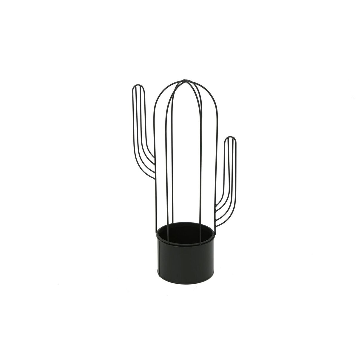 HEART OF THE HOME Cache pot en métal Cactus - H. 44 cm - Noir