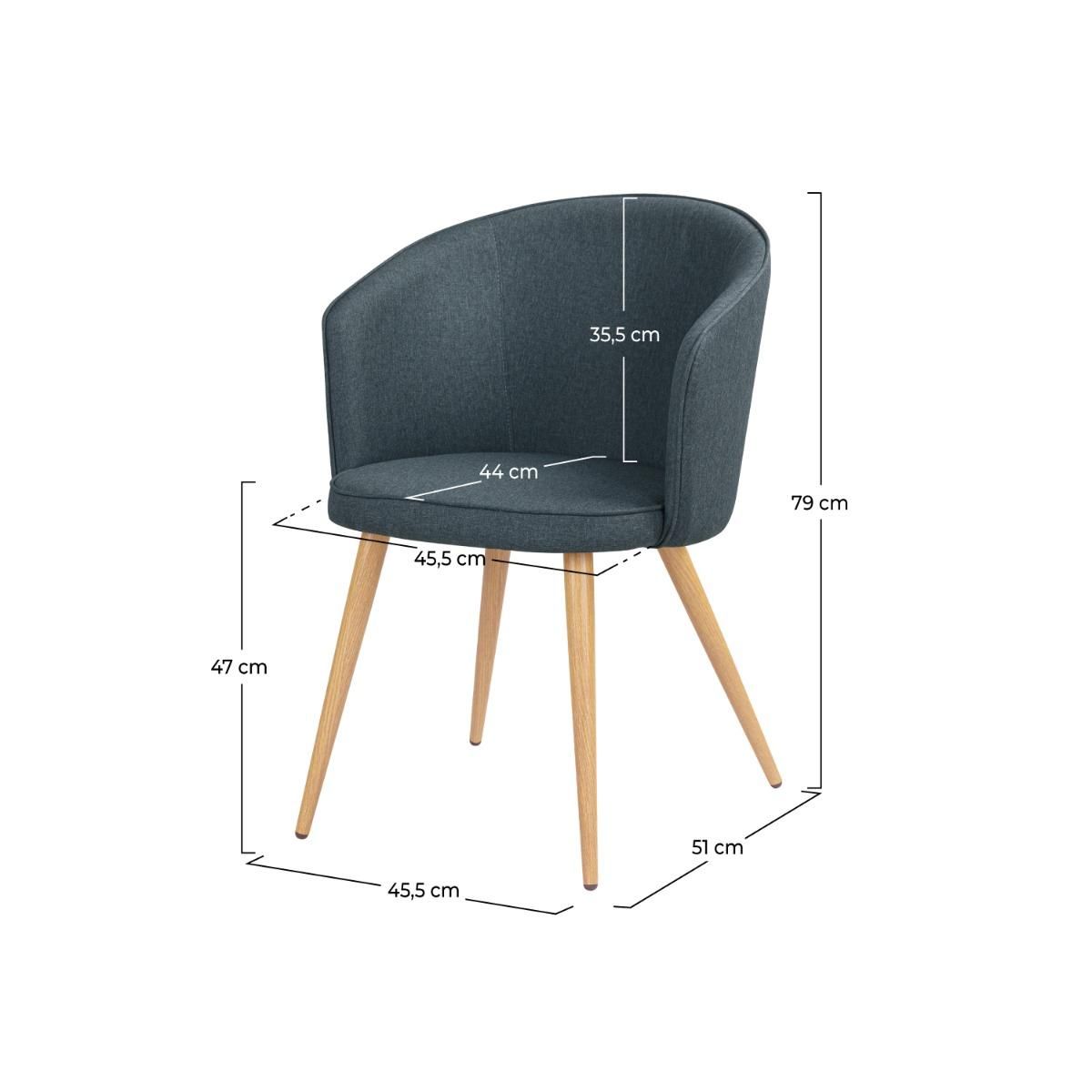 Rendez vous déco Lot de 2 chaises en tissu gris clair et pieds en métal - Chiara