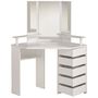 Voir la diapositive 5 : Coiffeuse d'angle avec LED 3 miroirs 5 tiroirs pivotants GIRLY