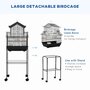 PAWHUT Cage à oiseaux design maison mangeoires perchoirs 3 portes plateau excrément amovible noir