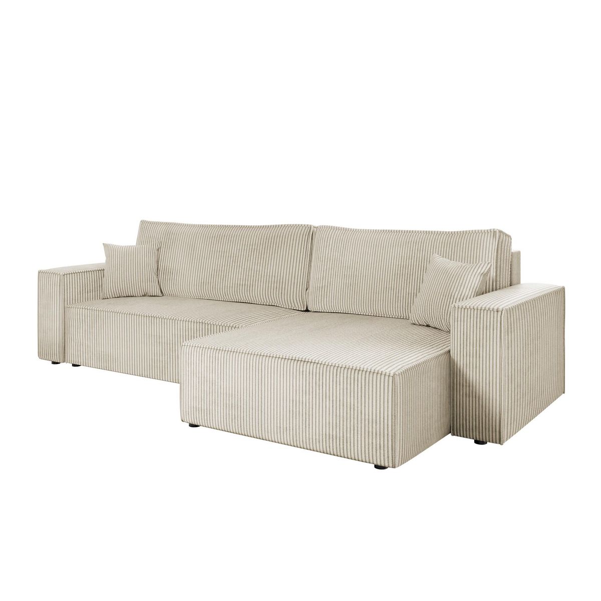 BEST MOBILIER Cezanne - canapé d'angle réversible 5 places convertible avec coffre en velours côtelé