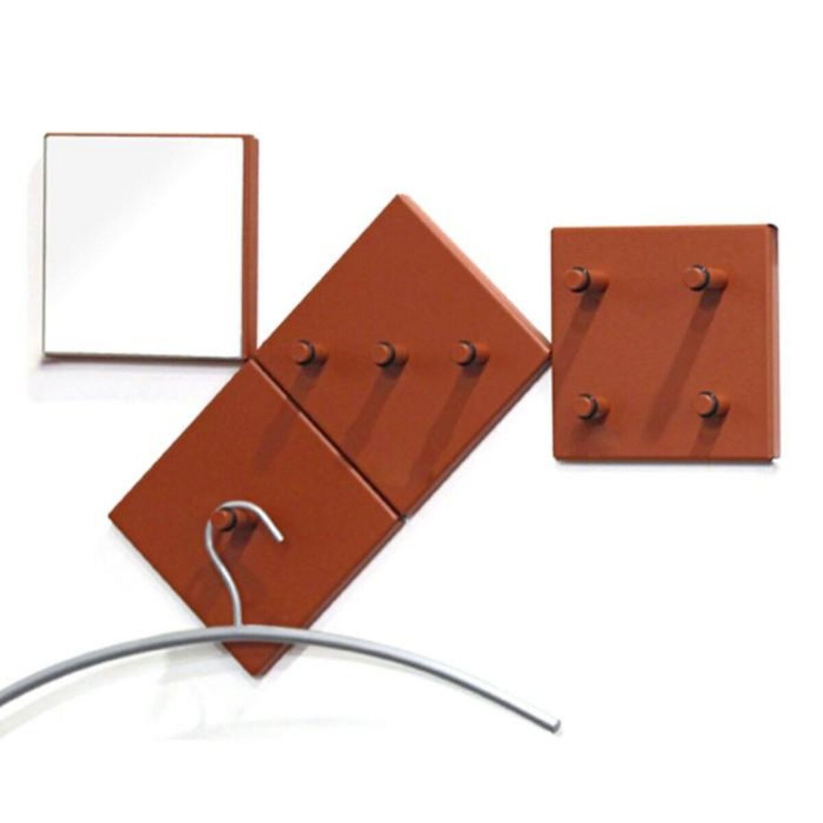 Paris Prix Lot de 4 Patères en Métal  Laqué  15cm Rouge